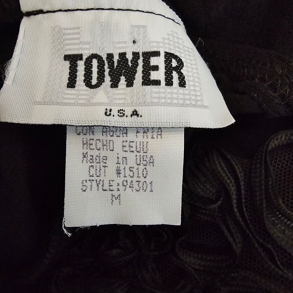 Vintage TOWER Women's Maxi Dress Black Size Medium Y2K Made in USA 90s Gothic - Picture 7 of 10